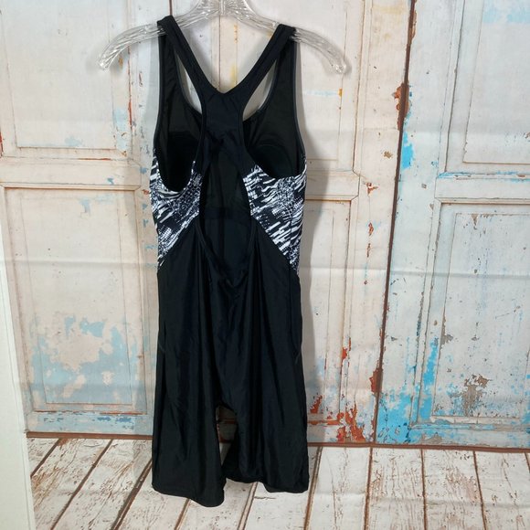 My Charmo Size L Women’s One Piece Swimsuit Boy Short Leg Black White Dive Yoga - Picture 4 of 16